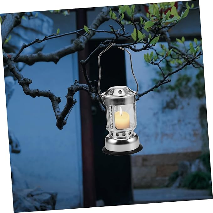 BESPORTBLE Stylish Silver Candle Lantern Aluminium Alloy Camping Light for Night Fishing Outdoor Activities Easy to Hang Portable Candle Lamp for Versatile Use