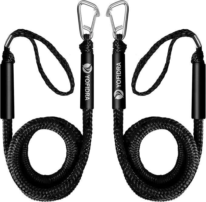 Bungee Dock Line Boat Accessories - Pontoon, Jet Ski, Kayak Accessories with 316 Stainless Steel Clip