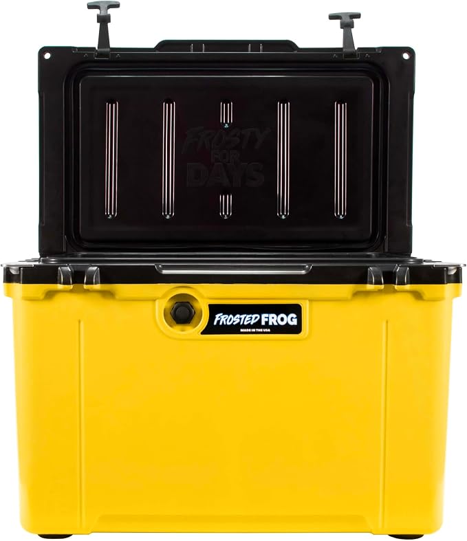 Frosted Frog 54 Qt Hard Cooler, Lightweight Made in USA Insulated Ice Chest | 30% lighter than rotomolded coolers; 54-quart hardside for camping, fishing, boating, beach, BBQ, tailgating & drinks