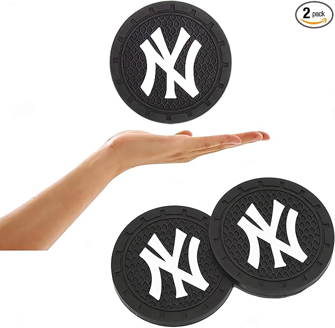 2 Pack Yankees Car Cup Holder, Non-Slip Cup Coasters for New York NY Baseball Fans Fashion car Interior Accessories,Decorative Car Cup Mat, Diameter 2.75 Inch