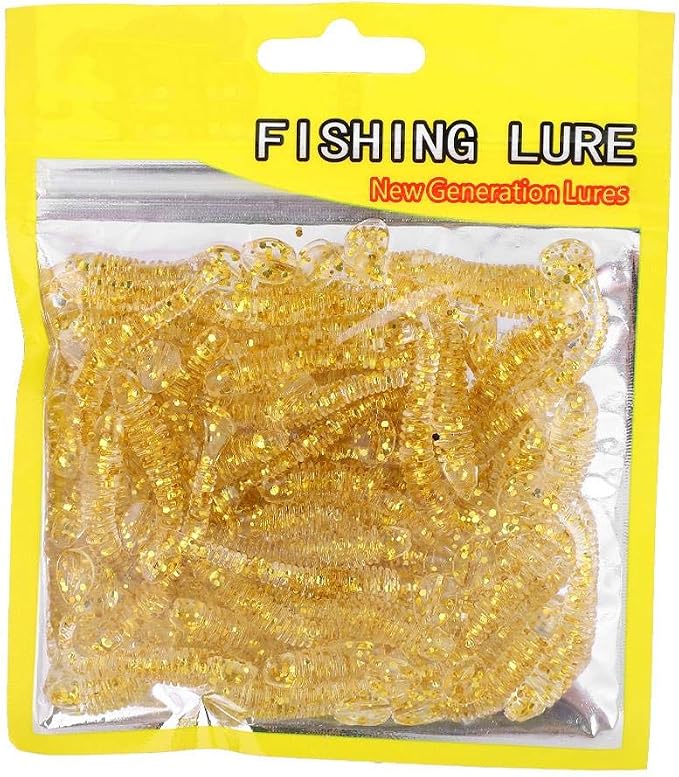 Tbest 50 Pcs 5cm Soft Fishing Lures, Plastic Fishing Bait T-Tail Grub Worm Baits Fish Tackle Accessory 9 Colors