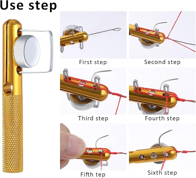 2Pcs Fishing Line Knot Tying Tool Metal Fishing Hook Tie Device Manual Portable Fishing Tie Hook Practical Knot Angler Accessories for Hooks Lures Lines Easy Tying and Protection