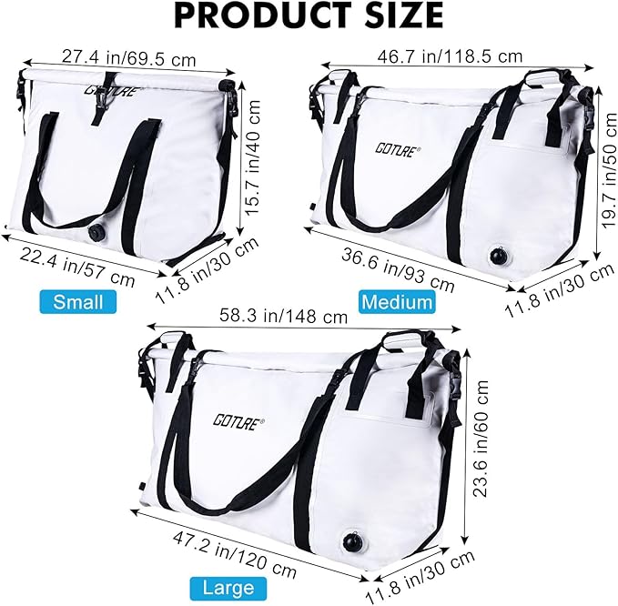 Goture Insulated Fish Cooler Bag,Travel Insulated Cooler Bag,Monster Leakproof Fish Kill Bag, Portable Small/Medium/Large Cooler Bag for Outdoor Travel Camp Beach Picnic with Drain Plug