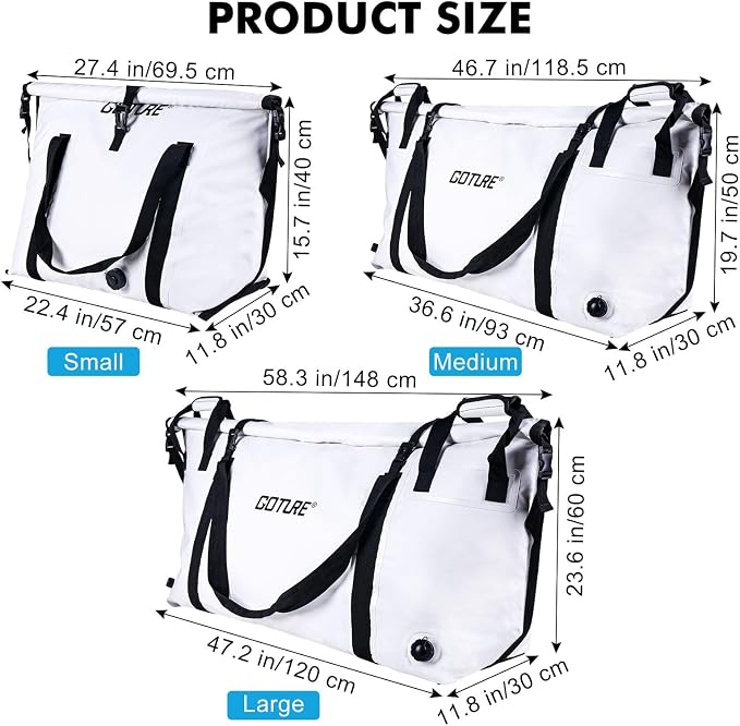 Goture Insulated Fish Cooler Bag,Travel Insulated Cooler Bag,Monster Leakproof Fish Kill Bag, Portable Small/Medium/Large Cooler Bag for Outdoor Travel Camp Beach Picnic with Drain Plug