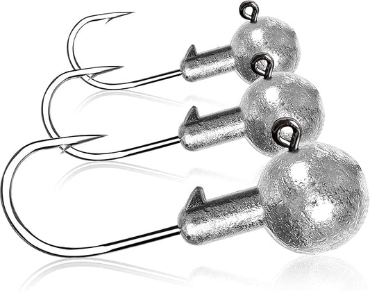 AMYSPORTS Trout Freshwater Jig Head Hook Saltwater Tackle Jig Hook Lead Round Ball Fishing Jigs Lead Sharp