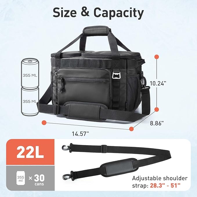 TOURIT Soft Sided Cooler Bag Insulated 30/48/60 Cans, Large Collapsible & Leakproof Ice Chest for Picnic, Beach, Camping, Travel, Sports Fan Coolers