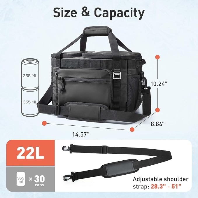 TOURIT Soft Sided Cooler Bag Insulated 30/48/60 Cans, Large Collapsible & Leakproof Ice Chest for Picnic, Beach, Camping, Travel, Sports Fan Coolers
