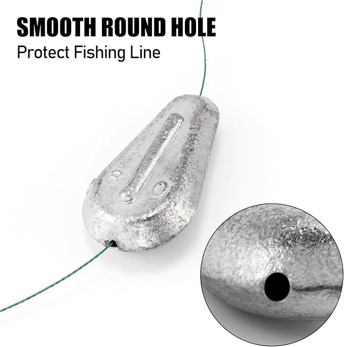 Dr.Fish 5 Pack No Roll Sinker Lead Fishing Weights Freshwater Catfish Sinkers Flat Coin Disc Weights Bank River Surf Fishing Saltwater