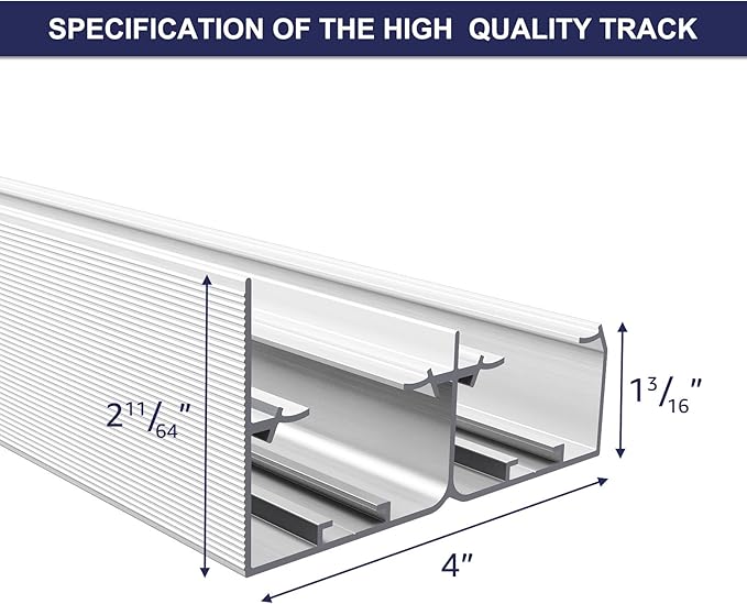 4FT Bypass Door Hardware, Closet Door Track Kit, Top-Mounted Style, Made of Heavy Duty Aluminum, Smoothly and Quietly, for 2 Doors System - Fit Min Door Panel Width of 24.5in, Silver