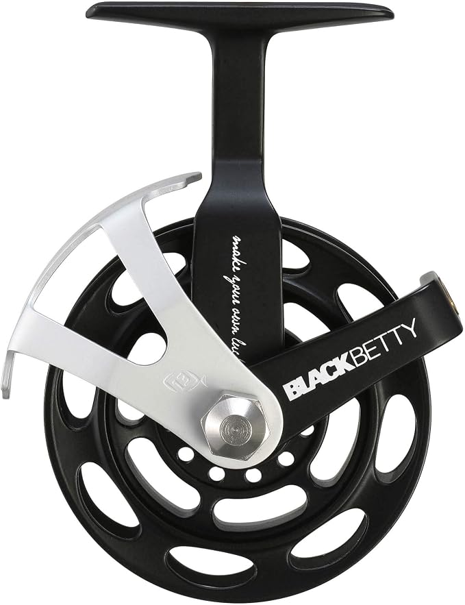 13 FISHING - Black Betty - Inline Ice Fishing Reel - 1:1 Gear Ratio - Left Hand Retrieve + Right Hand Retrieve Interchangeable - BB2015