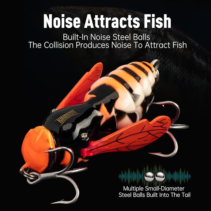 Kingdom Wasp Craw Bait Insect Bionic Floating Fishing Lures Swimbaits Hard Artificial Baits Lure for Freshwater and Saltwater Bass Carp Pike Walleye Fishing ABS Material Carbon Steel Three Book Hook
