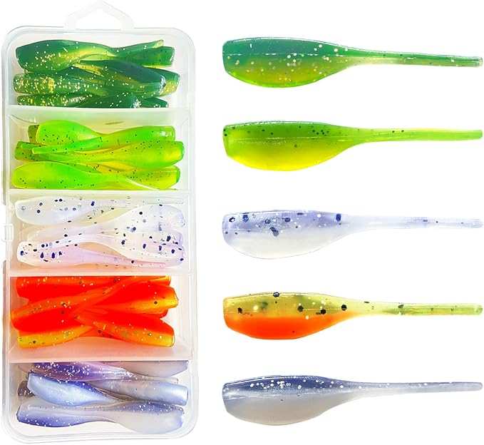 50pc Crappie Jigs Lure Set - 2in Bait, Jig Heads & Hooks for Versatile Fishing
