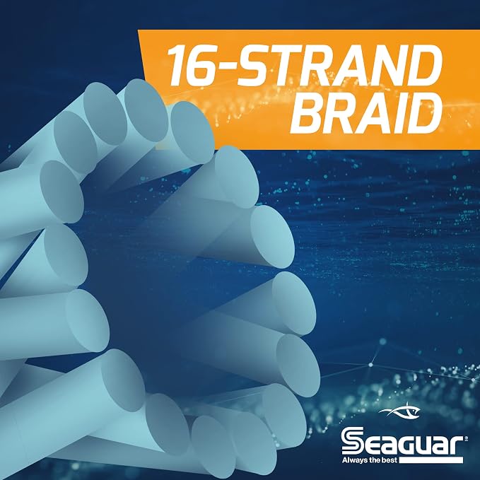 Seaguar Threadlock Braided Fishing Line, 16 Strand Hollow Core Braid, High Visibility Blue, Multiple Sizes