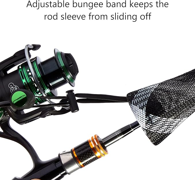 BASSDASH Casting Spinning Fishing Rod Sleeves Protective Rod Socks for Fishing Poles Up to 7-1/2ft