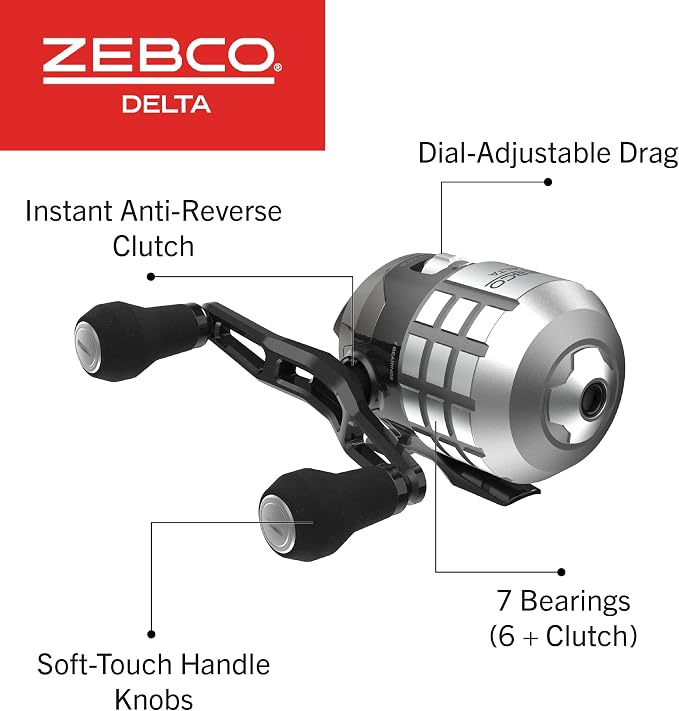 Zebco Delta Spincast Reel and Fishing Rod Combo, Instant Anti-Reverse Clutch, Changeable Right- or Left-Hand Retrieve, Pre-Spooled with Zebco Fishing Line