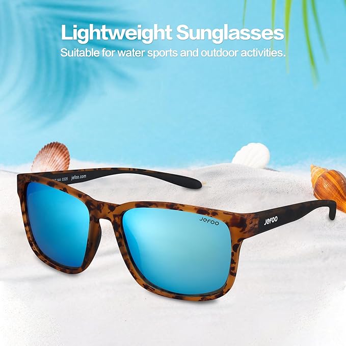 Jefoo Polarized Fishing Sunglasses for Men Women Kayaking Surfing Driving Lightweight Sports Sun Glasses UV Protection