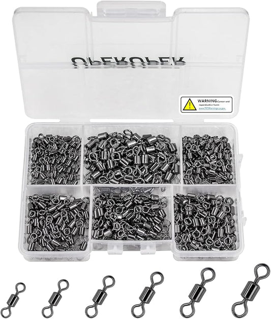 Fishing Barrel Swivels Kit, 300pcs Stainless Steel Rolling Bearing Snap Connector for Saltwater Freshwater Fishing#2#3#4#5#6#7