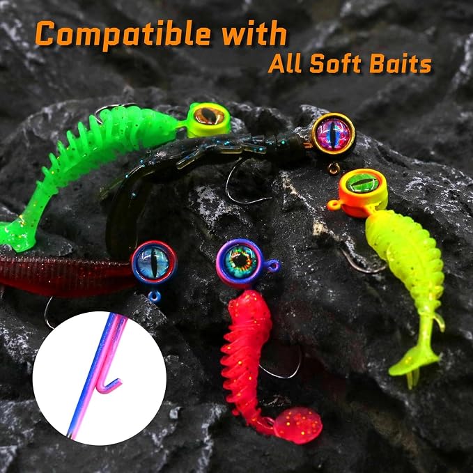 FishTrip Crappie Jig Heads, 25/40packs Fishing Jig Heads Hooks with 3D Eyes Swimbait Jig Head for Crappie Bass Fishing 1/32oz, 1/16oz, 1/8oz, 3/16oz, 1/4oz