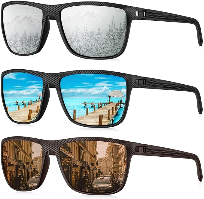 KALIYADI Polarized Sunglasses for Men, Lightweight Sun Glasses with UV Protection for Driving Fishing Golf