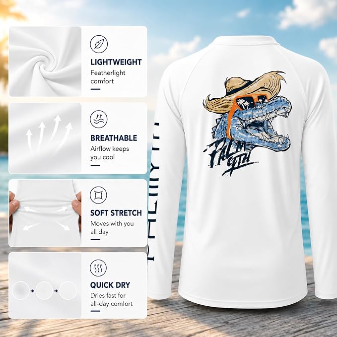 Palmyth Fishing Shirts for Men Long Sleeve UPF 50+ T Shirt Sun Protection Tee
