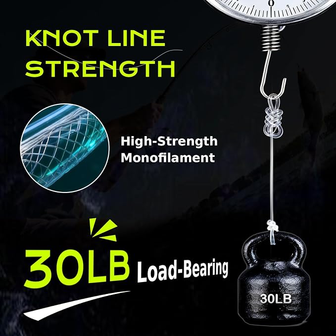 Pre-Tied Dropper Loop Knots Fishing Line, 80 Knots Monofilament Leader with 5.5" Loop Diameter & 18" Spacing, Saltwater & Freshwater Fishing Knots Line for Sea Bass, Snapper, Cod