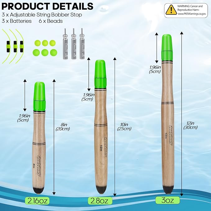 QualyQualy Lighted Fishing Floats for Catfish, 3-5PCS Fishing Pole Floats Glow in Dark Fishing Bobber with Glow Sticks for Freshwater Saltwater