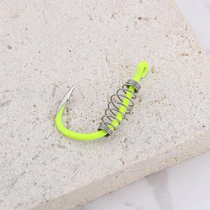 20Pcs Spring Fishing Hooks, High Carbon Steel Hooks with Metal Spring Barbed Swivel Fishing Hooks Suitable forPower Bait Trout Carp