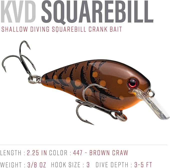 Strike King KVD 1.5 Hard Knock Fishing Lure, 3/8 oz, 3D Lifelike Eyes