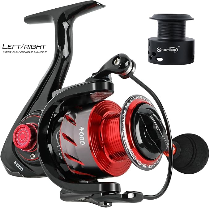 Sougayilang Fishing Reel Ultra Smooth Powerful,13+1BB Spinning Reel,Lightweight Graphite Frame, CNC Aluminum Spool for Freshwater