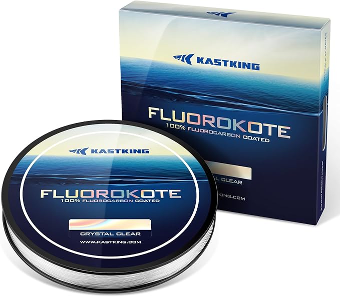 KastKing Fluorokote 100% Fluorocarbon Coated Fishing Line, Fluorocarbon Leader, Extreme Clarity,Fast Sinking,Shock Resistant, High Abrasion Resistance