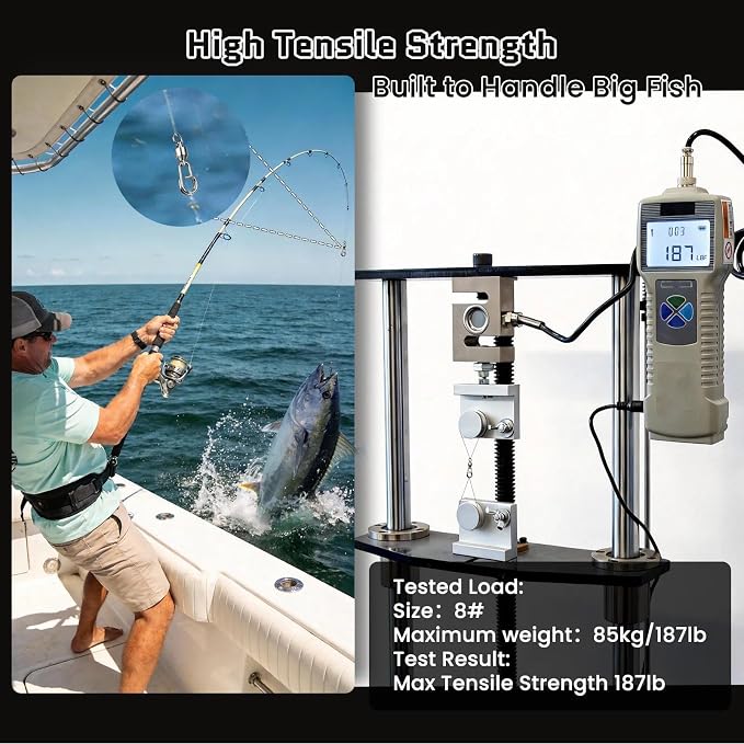 FishTrip Fishing Ball Bearing Swivel with Oval Split Rings, 25/50 Pack High Strength Stainless Steel Fishing Swivels & Snaps Quick Change Snap Swivels Fishing Tackle Split Rings Saltwater Freshwater