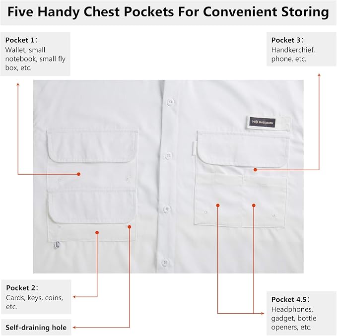 Bassdash UPF 50 Men’s Fishing Dress Shirt Button Down Woven Short Sleeve Outdoor