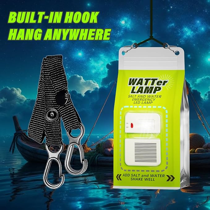 Portable Saltwater Camping Lantern - 50 Lumens LED Emergency Light, Eco-Friendly Battery-Free Outdoor Lamp for Camping Hiking Fishing, Waterproof Design, 140 Hours Runtime