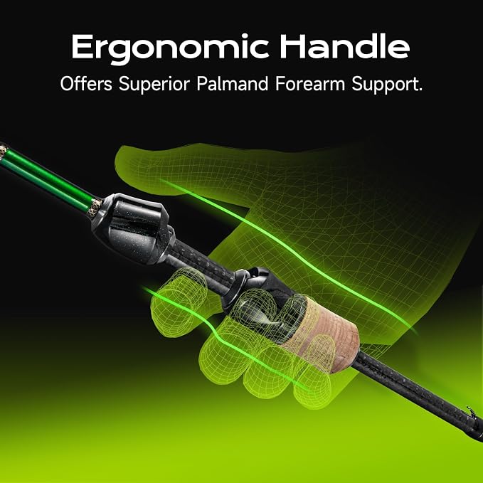 HANDING M1 BFS Rod Ultralight Fishing Rod 2-Piece Spinning & Baitcaster Rod with Seaguide RA Guides AA Cork Handle 30T Carbon Fiber for Trout Crappie Bluegill Yellow Perch Smallmouth Sunfish