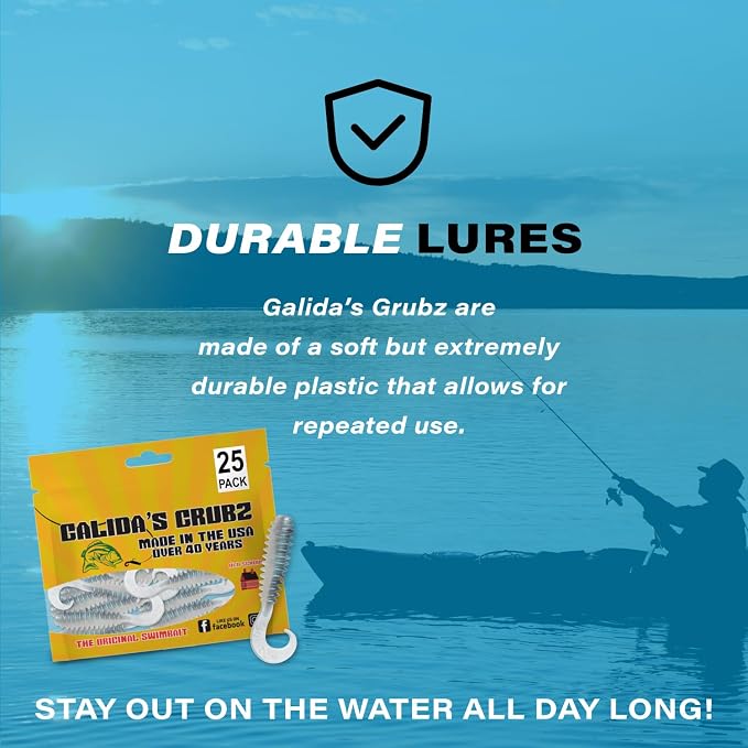 Galida's Grubz Soft Plastic Fish Bait Lures for Fishing | Fishing Bait Lure with Deep Ribs | Great for Beginners and Advanced Fishermen