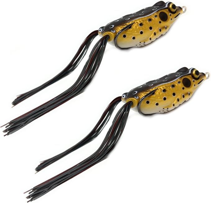 Reaction Tackle Hollow Body Frogs for Bass Fishing - Ultra Realistic Weedless Top Water Frog Lure for Bass, Snakehead, Pike and More - Floating Topwater Fishing Lures - 2 Pack