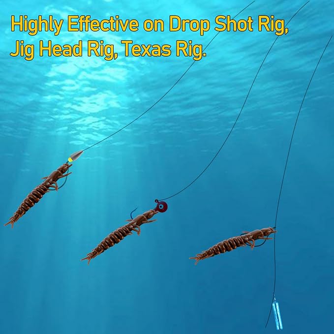 Dr.Fish 8/20 Pack Hellgrammite Soft Fishing Lure Worm Bait 2''/3" Freshwater Bass Fishing Plastic Lures Grub Crappie Panfish Bluegill Trout Walleye