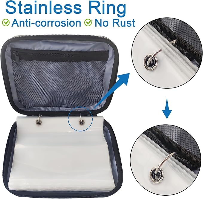 Aventik Fishing Tackle Binder Hard EVA Shell Cover Fishing Bait Organized Storage Saltwater Resistant Fishing Tackle Storage Bag(black)