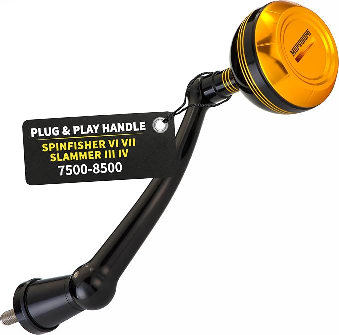 Foldable Power Handle for Penn Spinfisher VI VII Slammer III IV (Not for Spinfisher Long Cast/V/SS) (Black, Slammer/Spinfisher 7500-8500 Thread)