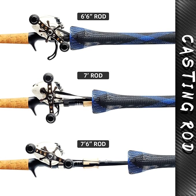 SF Fishing Rod Sock Fishing Rod Sleeve Rod Cover Braided Mesh Rod Protector Pole Gloves Fishing Tools for Spinning Fishing Rod,Casting Rod,Musky Rod, Ice Rod, Fly Rod, Spey Rod