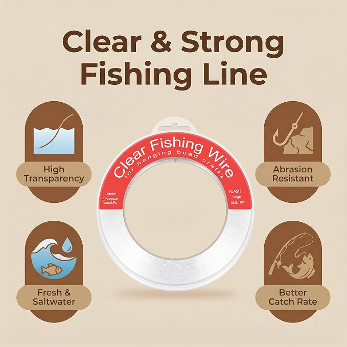 KLASIT Fishing Line 788FT,Invisible Monofilament Fishing Wire,Supports 43 Pounds Strong Nylon Invisible Thread for Hanging Decorations,Balloon Garland,Crafts,Picture Display