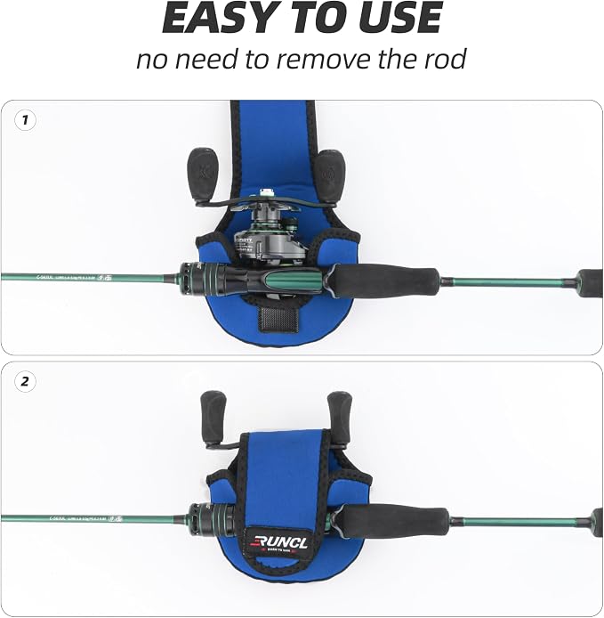 RUNCL Baitcasting Reel Bag – Protective Storage Pouch for Baitcasting Reels & Spinning Reels, Lightweight & Durable, Ideal for Freshwater & Saltwater Fishing Trips (Blue & Black)