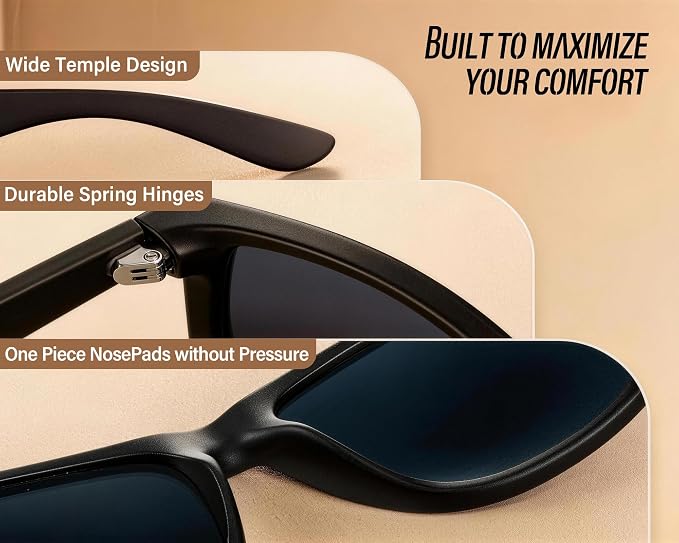 Polarized Sunglasses for Men & Women, Lightweight Driving Sunglasses for Fishing, Golf, Sports, UV400 Protection
