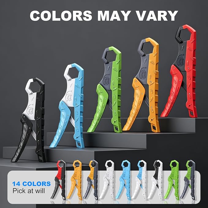 SNAIL TRAIL 2 Pcs Fish Gripper Tool, 7.5" & 9" Floating Lip Grabber, Mouth Holder for Handling Caught Bass, Catfish Pliers Clamp for Scale, Grips for Saltwater & Boat Fishing, Colors May Vary