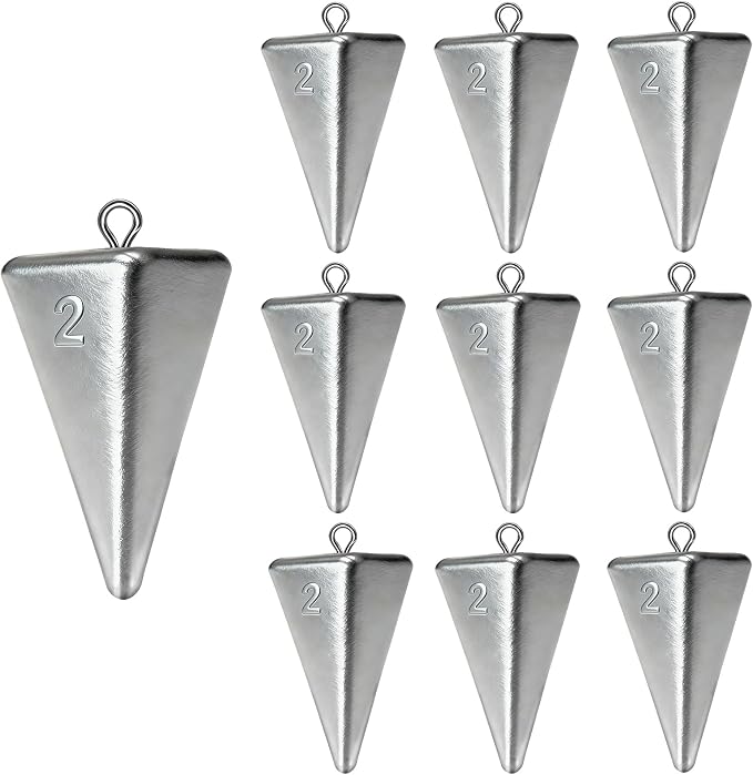 Fishing Weights Pyramid Sinkers Kit Bullet Fishing Weights Sinkers for Ocean Saltwater Surf Fishing Gear Tackle 1oz 2oz 3oz 4oz