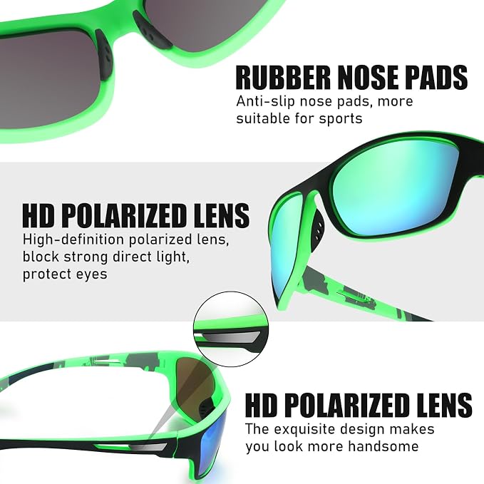 TOODOO 4 Pairs Men Polarized Sunglasses with UV Protection Driving Glasses Sports for Sport Outdoor Activities