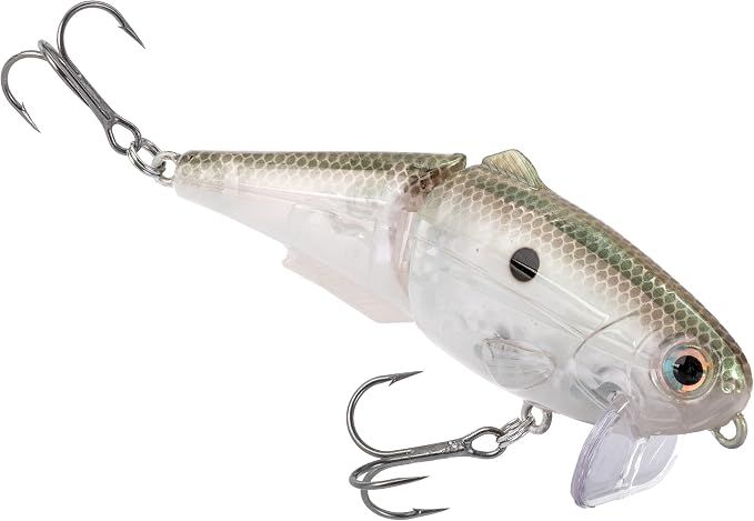 Strike King (HCWS2-568) Wake Shad Fishing Lure, Single Jointed Swimming Topwater Wakebait, 1-Ounce, Size 2 Treble Hooks, Green Gizzard Shad