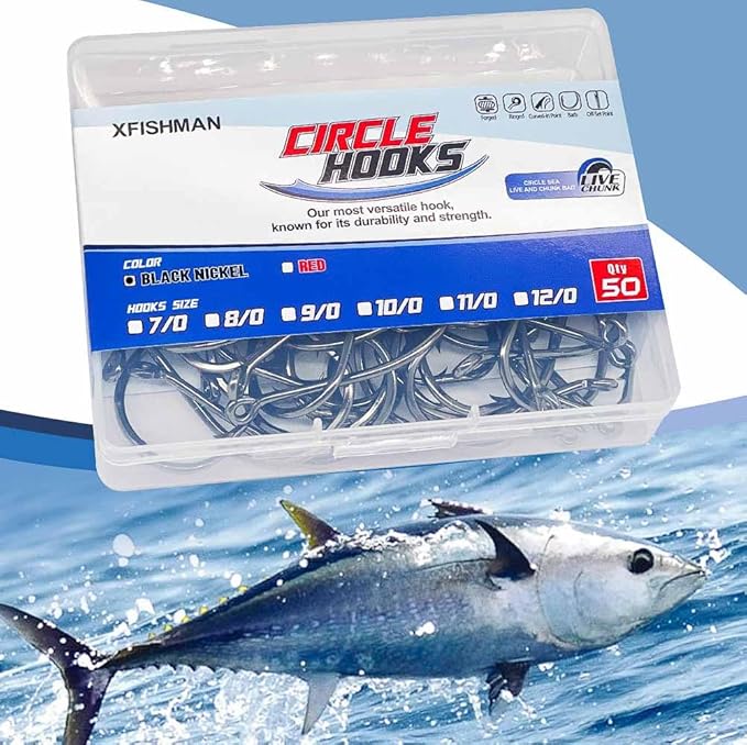 XFISHMAN Circle-Hooks-Fishing-Equipment-Octopus-Hooks-Saltwater-50 Pack #1 –12/0