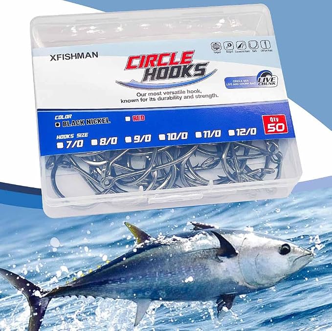 XFISHMAN Circle-Hooks-Fishing-Equipment-Octopus-Hooks-Saltwater-50 Pack #1 –12/0