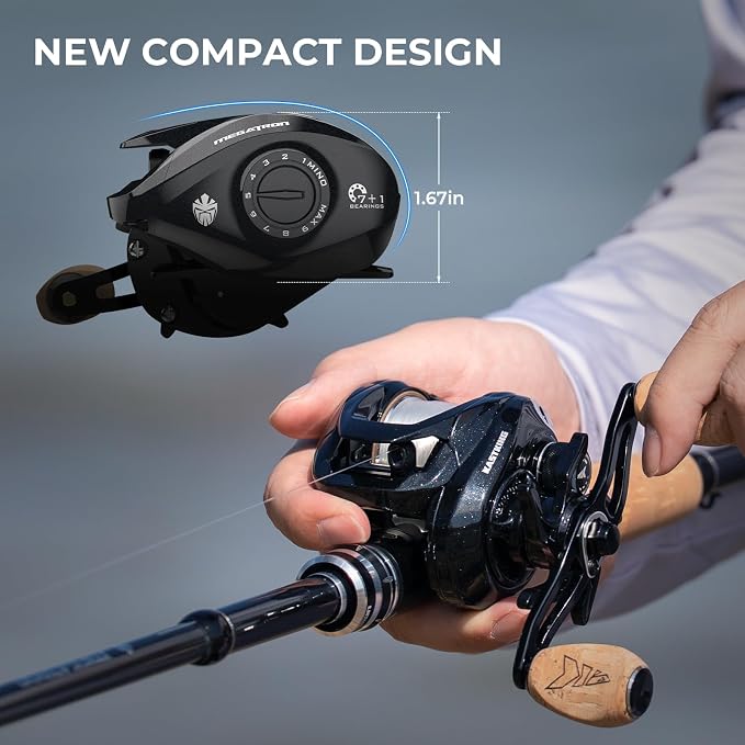 KastKing MegaTron Baitcasting Reels, High Capacity or High Speed Low Profile Casting Reel, 7+1 Double Shielded Stainless Steel BB, 8-Button Magnetic Brakes, Powerful Drag, Freshwater & Inshore Fishing
